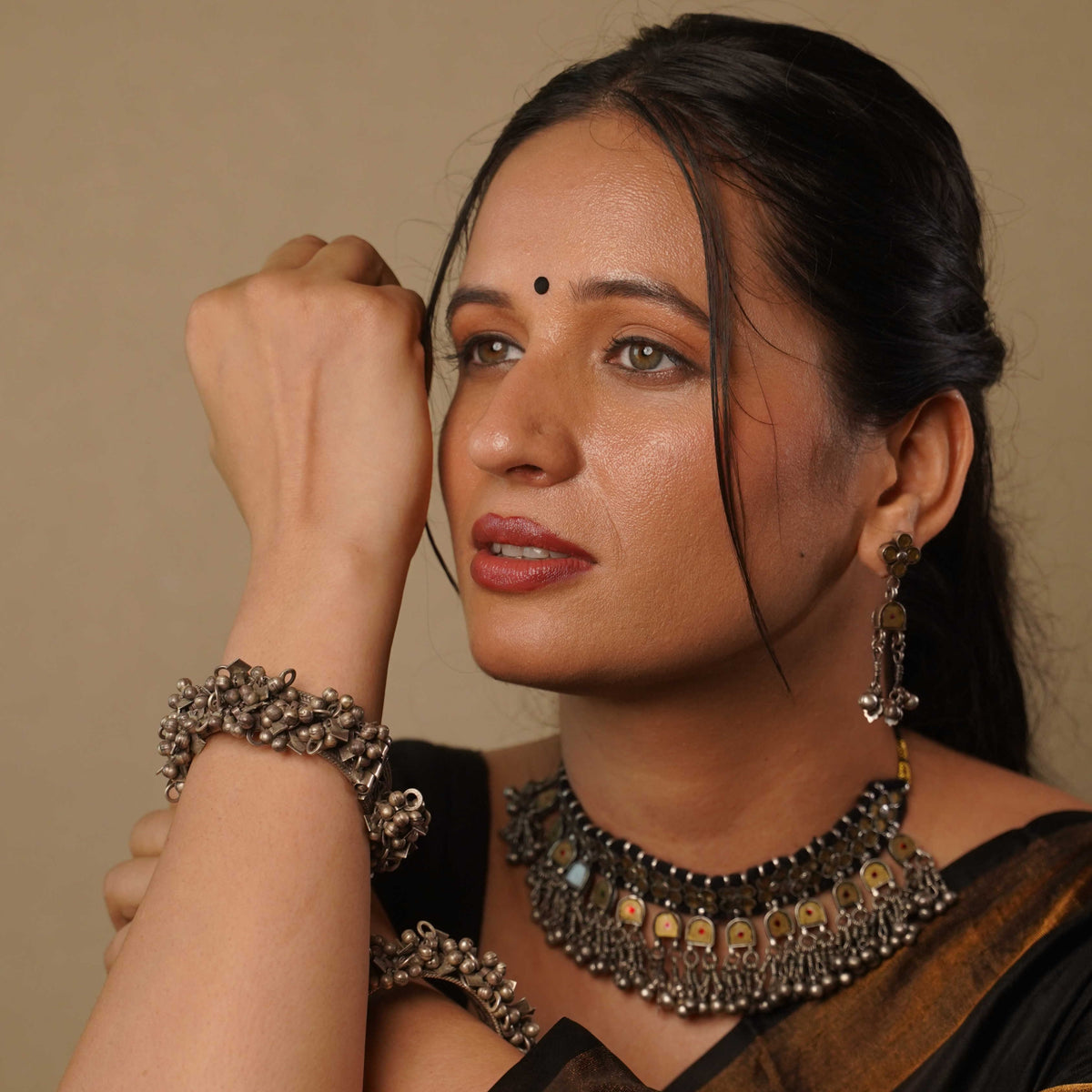 Vintage Oxidised Ghungroo Silver Bangles (Pair)