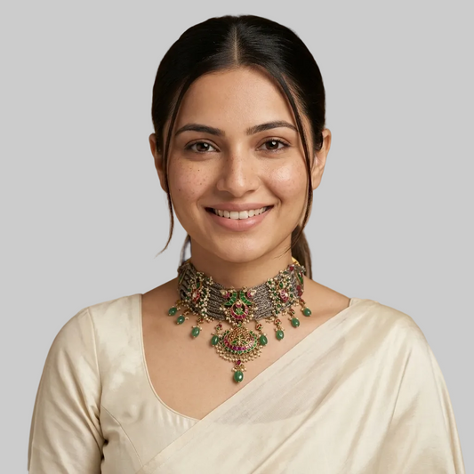 Rajlaxmi Antique Statement silver Choker
