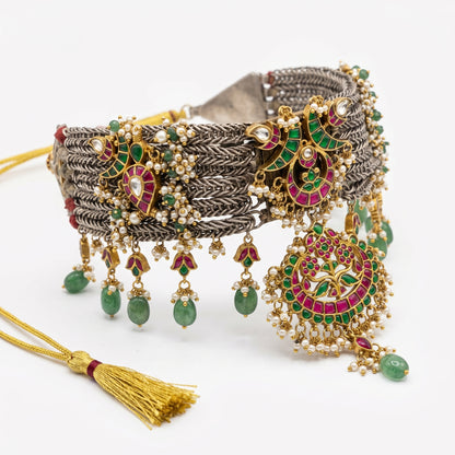 Rajlaxmi Antique Statement silver Choker