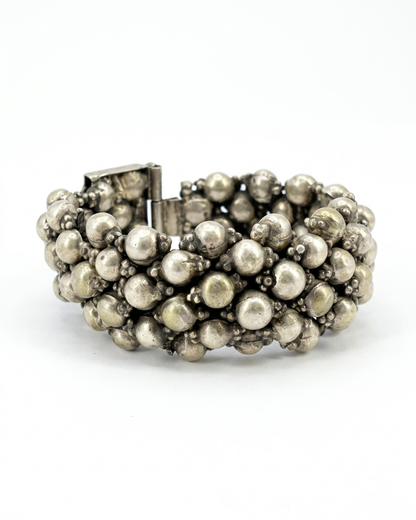 Ponchi Beaded Silver Bracelet
