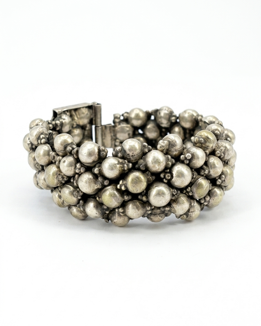 Ponchi Beaded Silver Bracelet