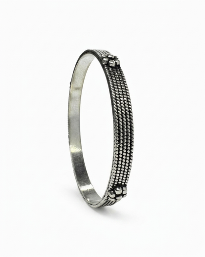 Floral Vine Oxidised Silver Bangle (Single)