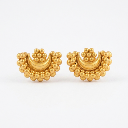 Chandrakor & Floral Gold-Polished Silver Stud Earrings