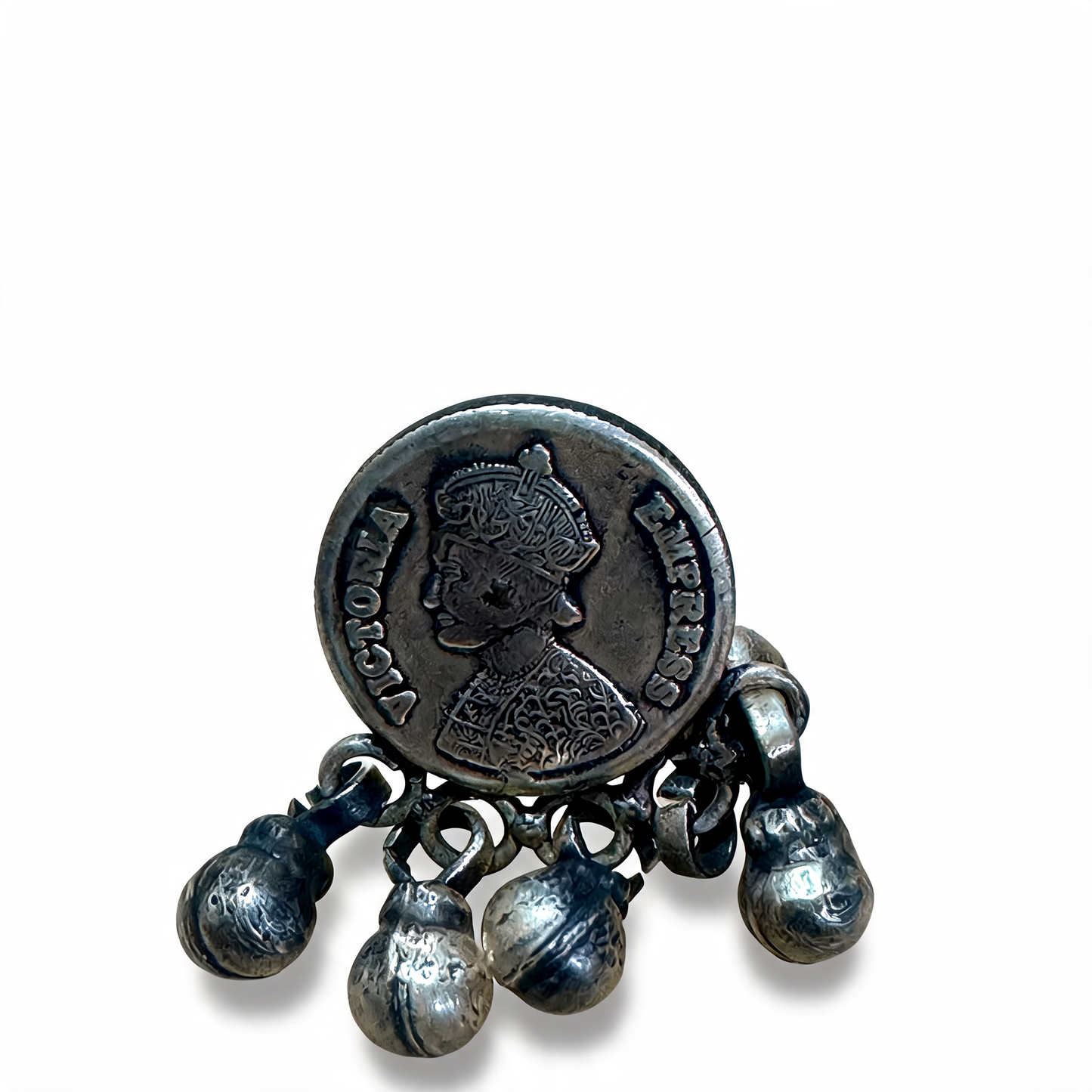Ginni Coin Oxidised Silver Earrings
