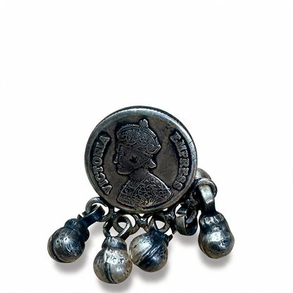 Ginni Coin Oxidised Silver Earrings