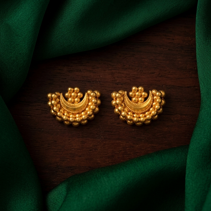 Chandrakor & Floral Gold-Polished Silver Stud Earrings