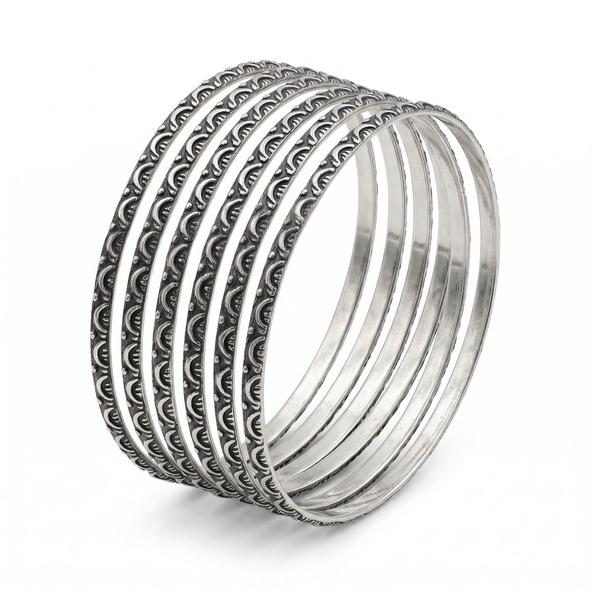Oxidised Silver Bangles - Set of 12