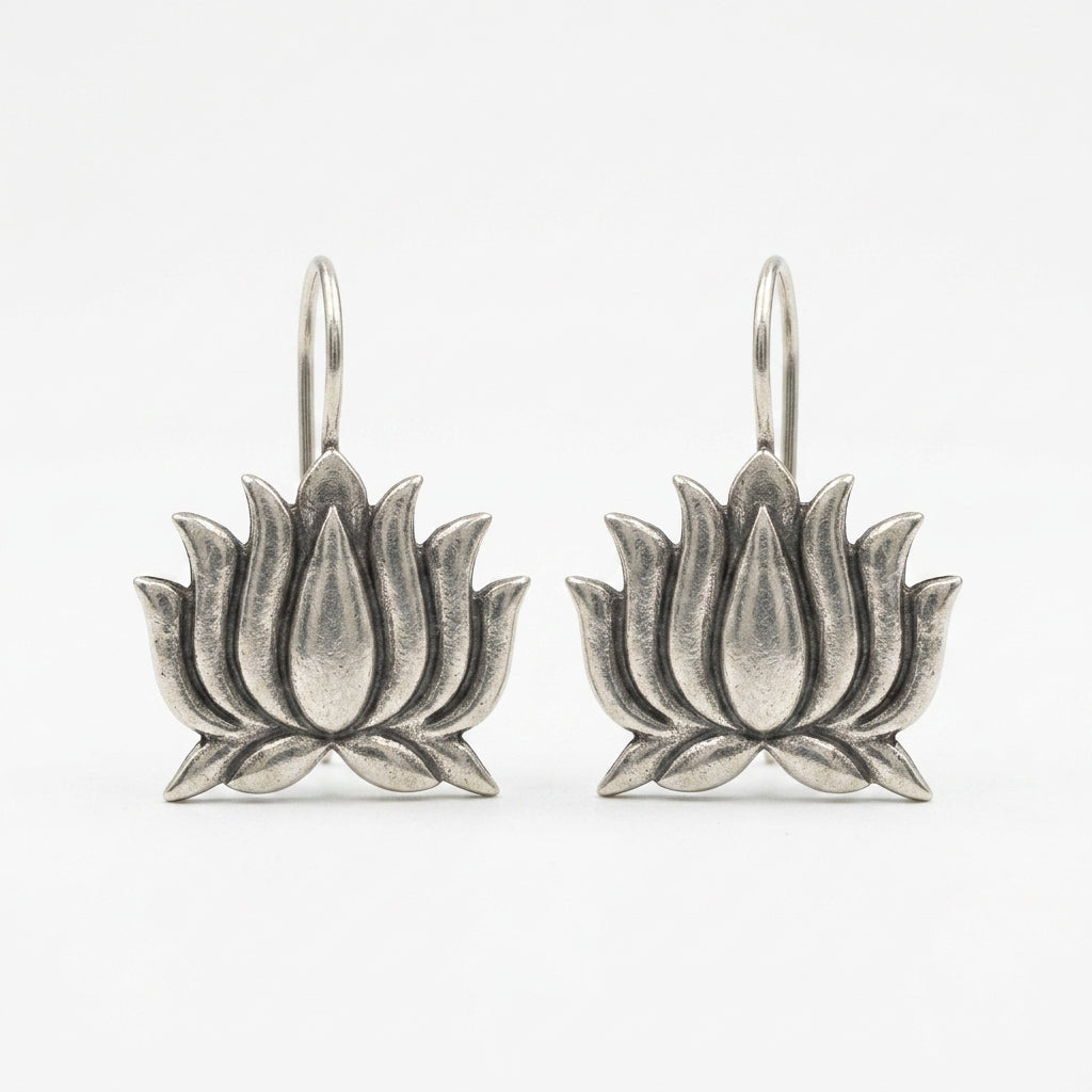 Aura Kamal Oxidised Silver Earrings