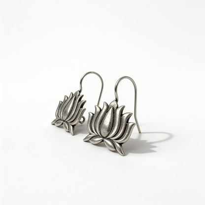 Aura Kamal Oxidised Silver Earrings