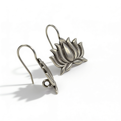Aura Kamal Oxidised Silver Earrings