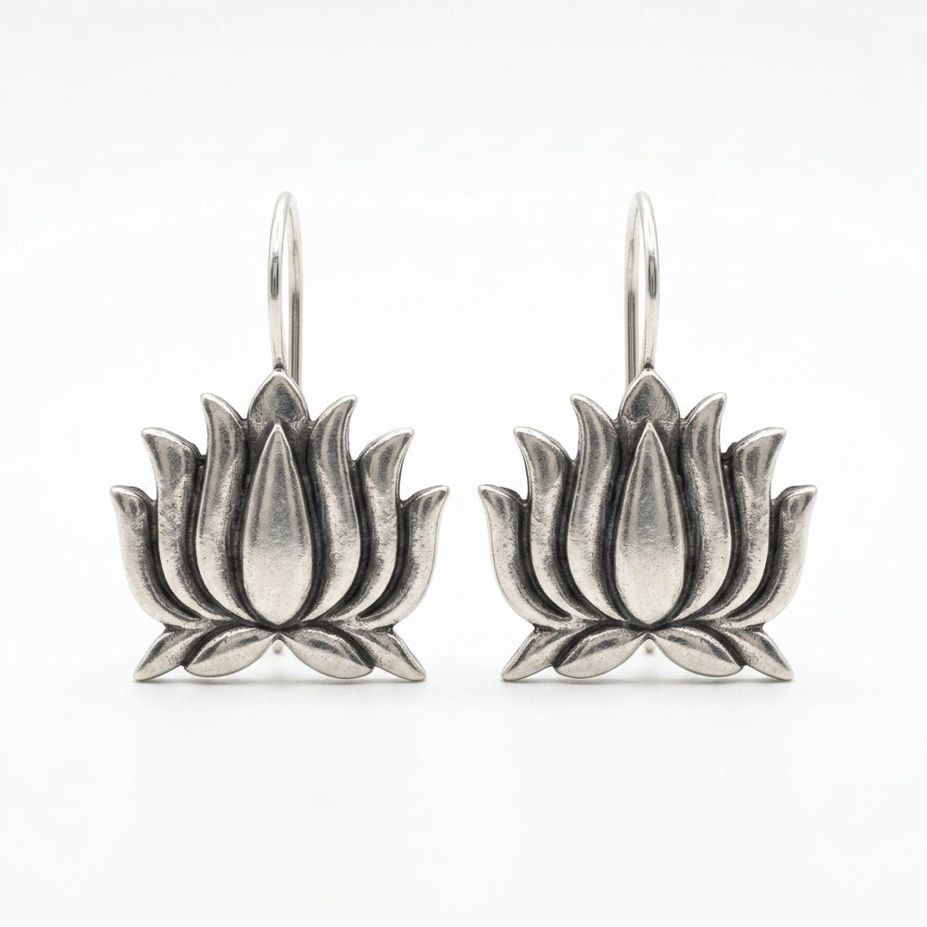 Aura Kamal Oxidised Silver Earrings