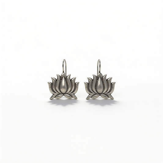 Aura Kamal Oxidised Silver Earrings