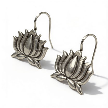 Aura Kamal Oxidised Silver Earrings