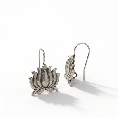 Aura Kamal Oxidised Silver Earrings