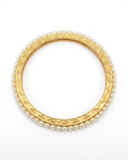 Moti Bead Gold-Polished Silver Bangle (Set of 4)