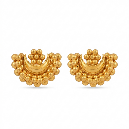 Chandrakor & Floral Gold-Polished Silver Stud Earrings