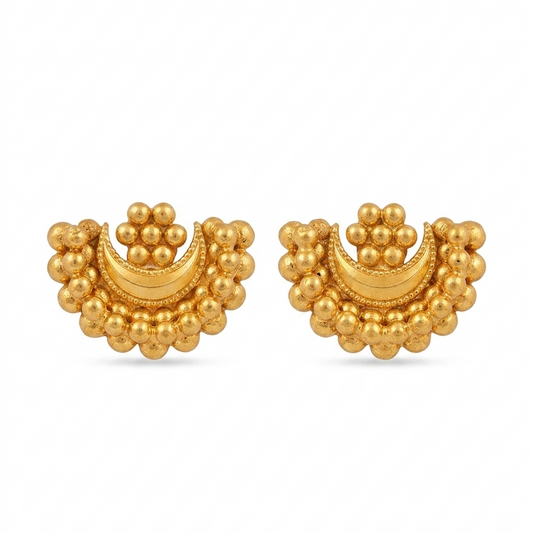 Chandrakor & Floral Gold-Polished Silver Stud Earrings