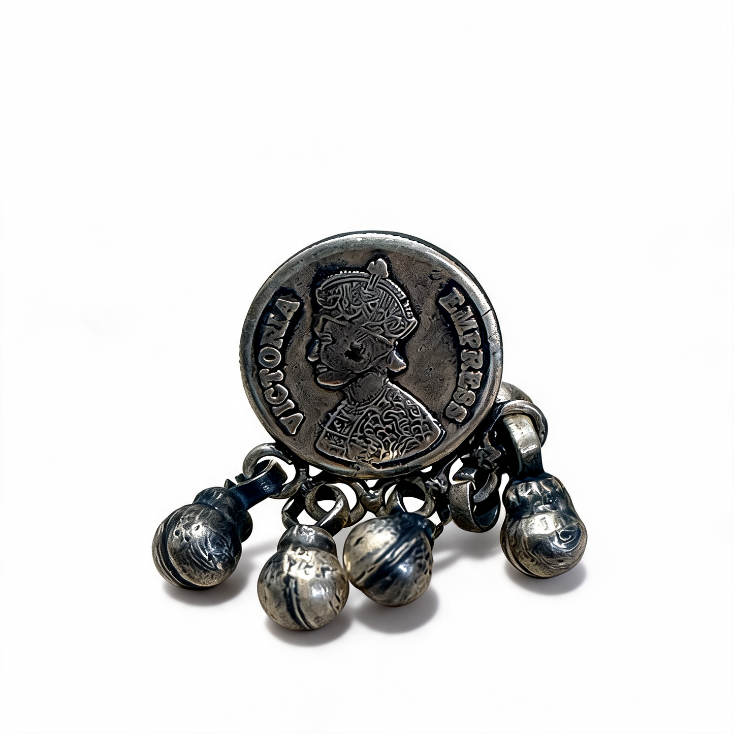 Ginni Coin Oxidised Silver Earrings