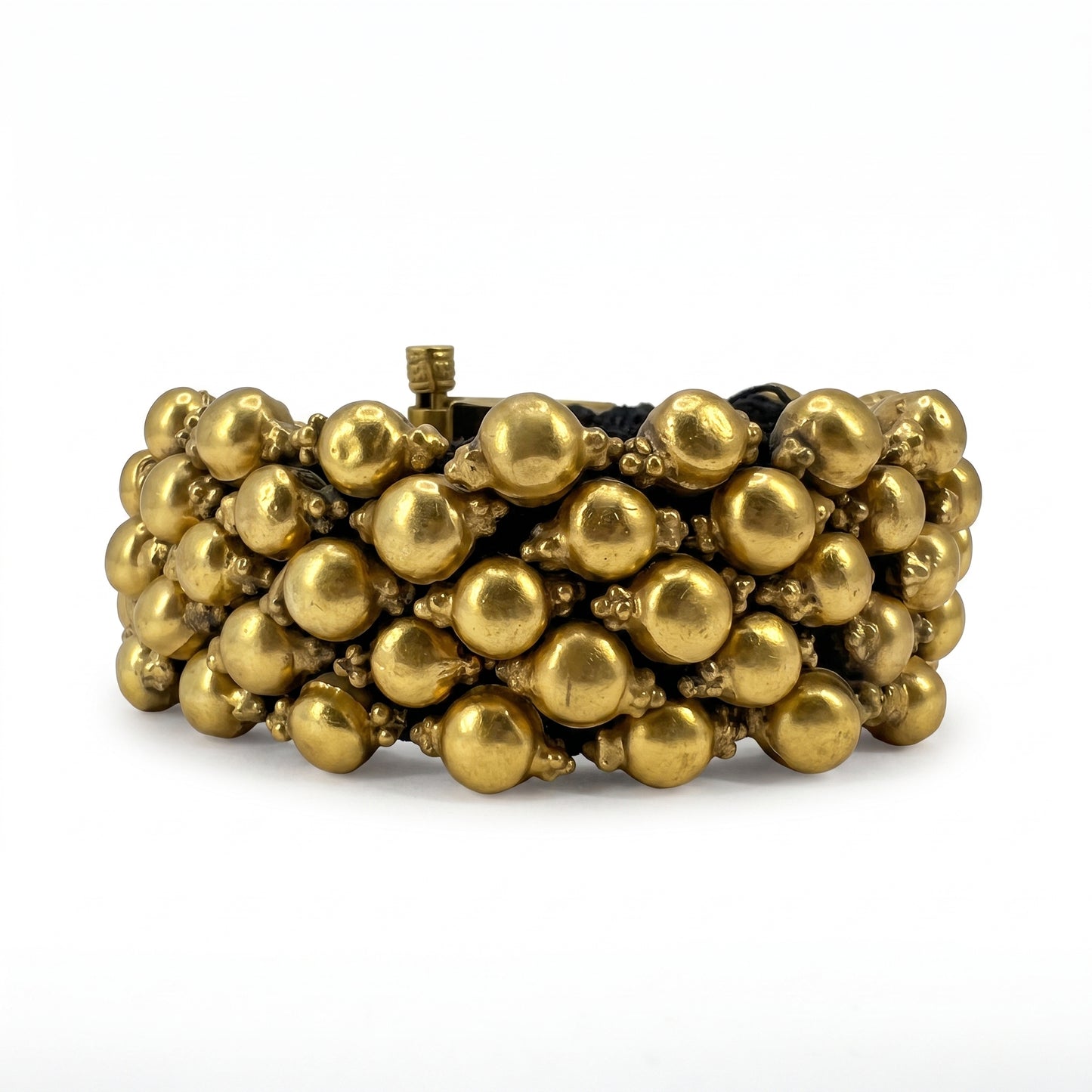 Ponchi Gold-Polished Beaded Silver Bracelet