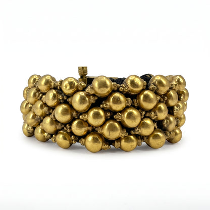 Ponchi Gold-Polished Beaded Silver Bracelet