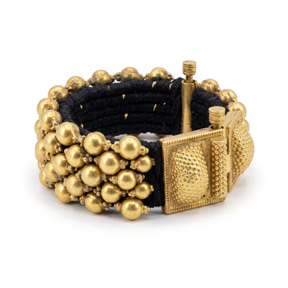 Ponchi Gold-Polished Beaded Silver Bracelet
