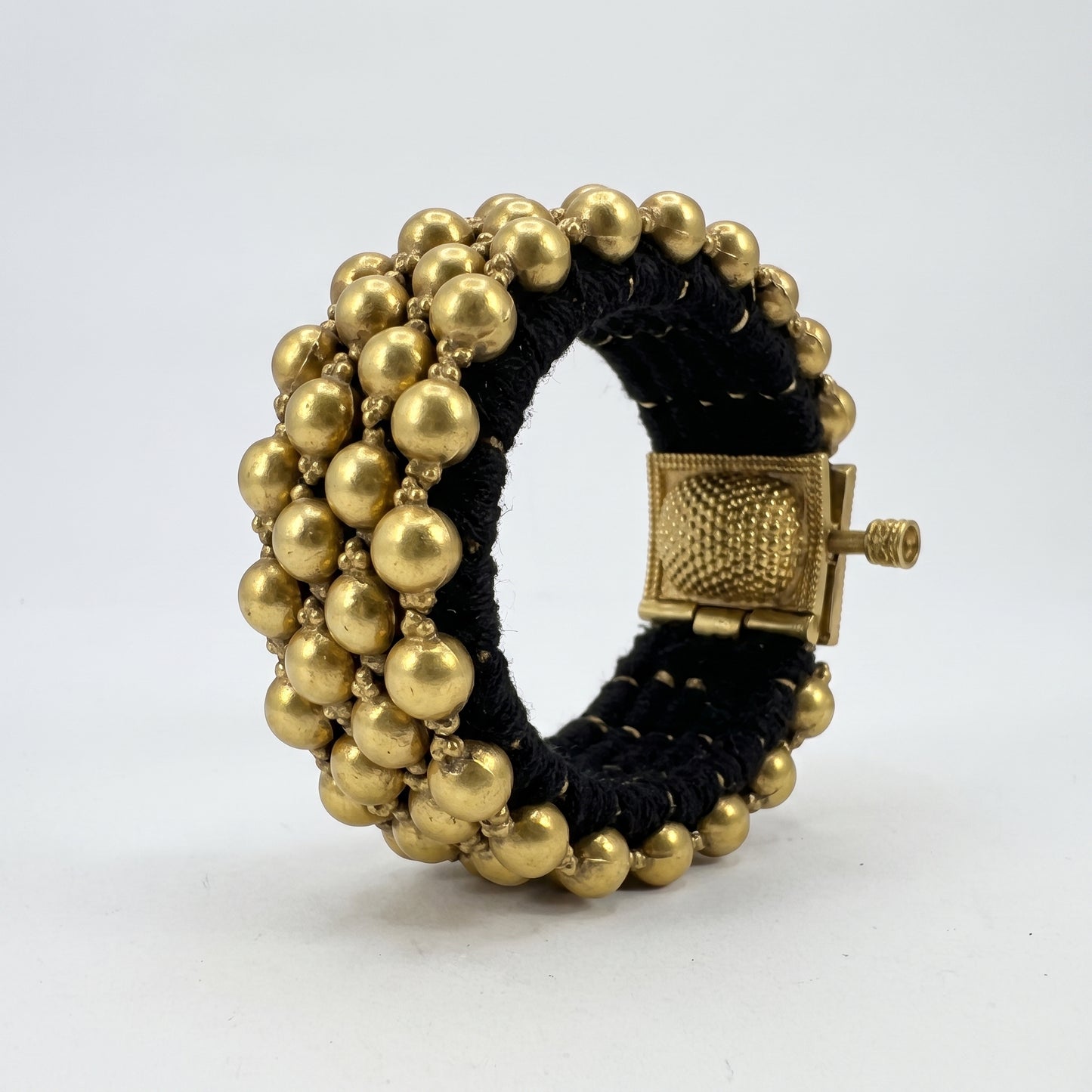 Ponchi Gold-Polished Beaded Silver Bracelet