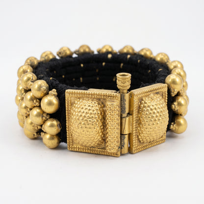 Ponchi Gold-Polished Beaded Silver Bracelet