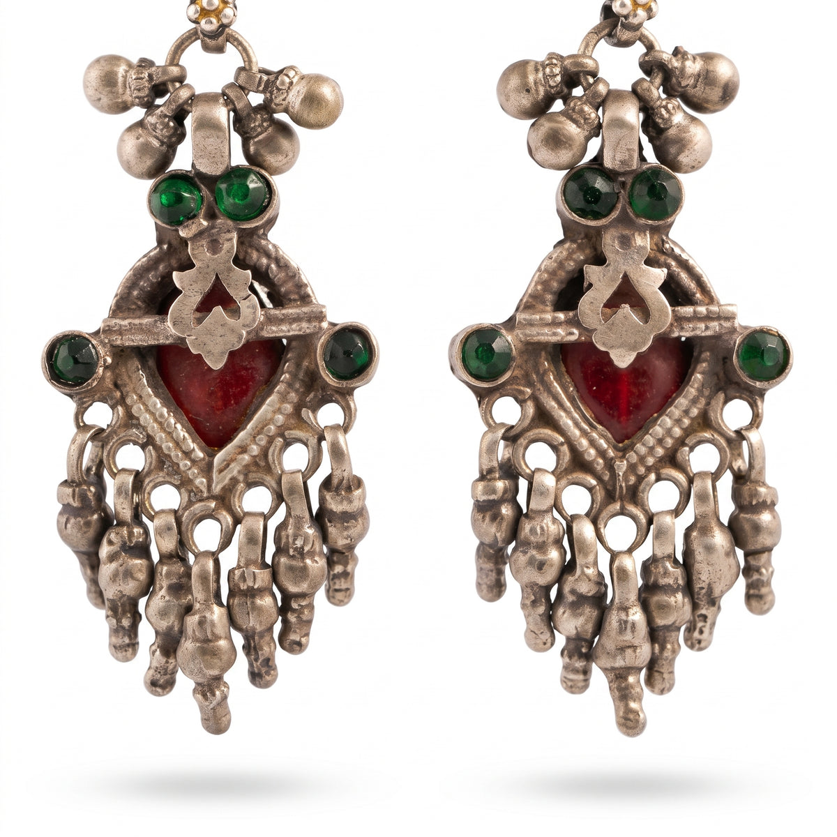 Regal peacock tribal silver earring
