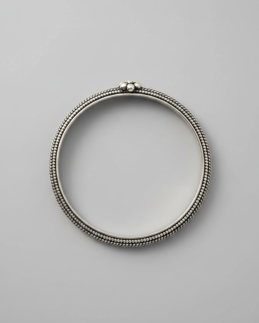 Floral Vine Oxidised Silver Bangle (Single)