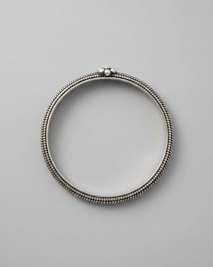 Floral Vine Oxidised Silver Bangle (Single)
