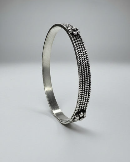 Floral Vine Oxidised Silver Bangle (Single)