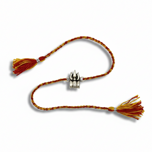 Trishul Oxidised Silver Rakhi