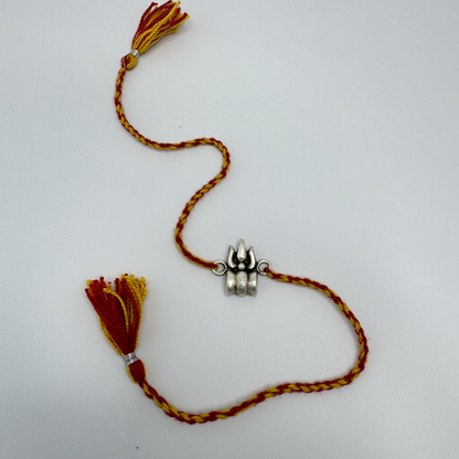 Trishul Oxidised Silver Rakhi