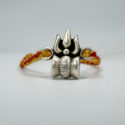 Trishul Oxidised Silver Rakhi