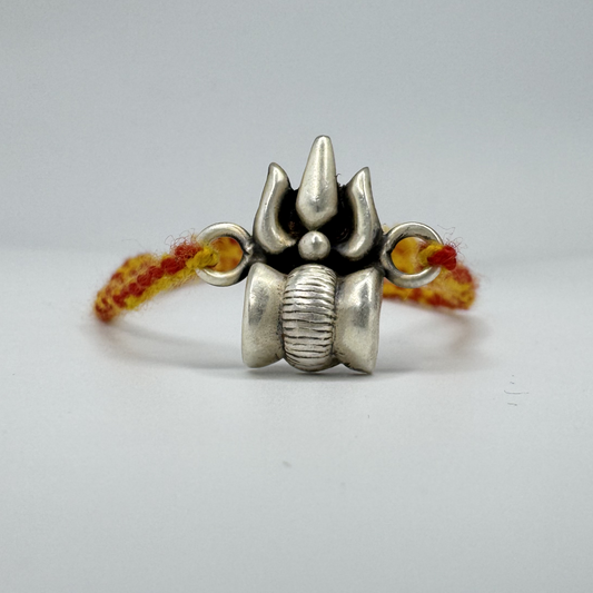 Trishul Oxidised Silver Rakhi