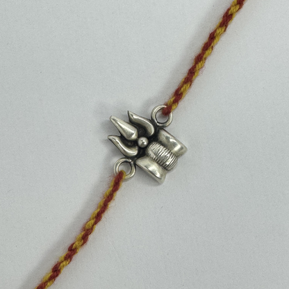 Trishul Oxidised Silver Rakhi
