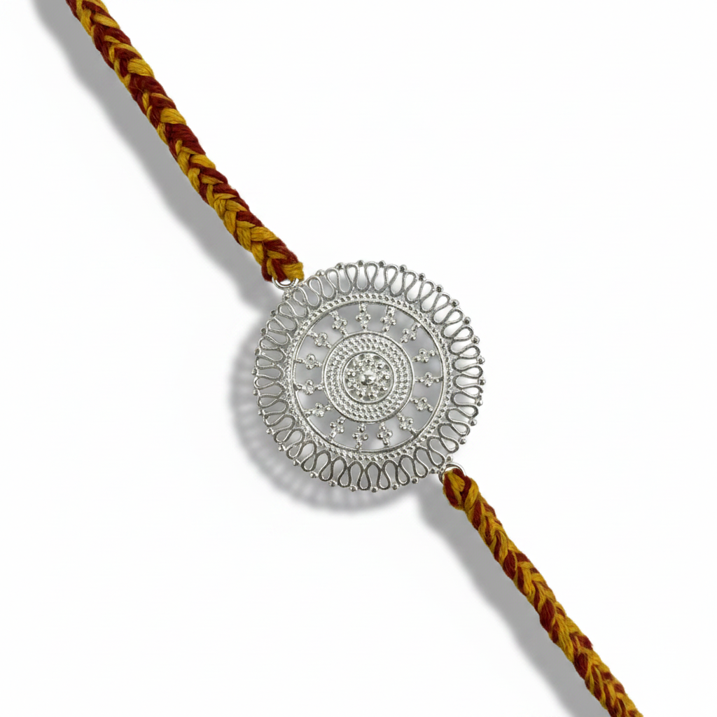 Chandrika Round Silver Rakhi