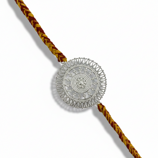 Chandrika Round Silver Rakhi