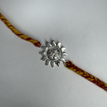 Sun Motif Silver Rakhi