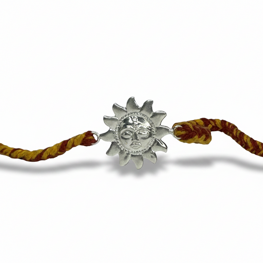 Sun Motif Silver Rakhi