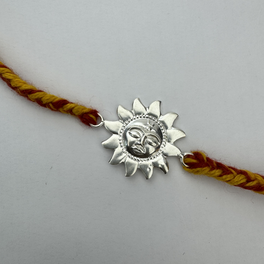 Sun Motif Silver Rakhi