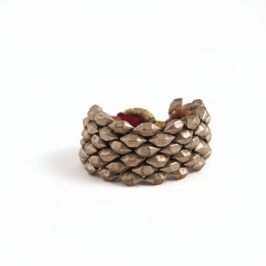 Lightweight Beaded Ponchi Silver Bracelet