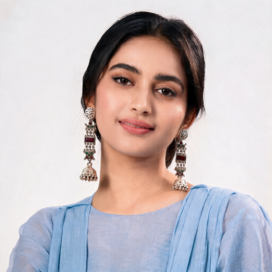 Surkh Shringaar long jhumka