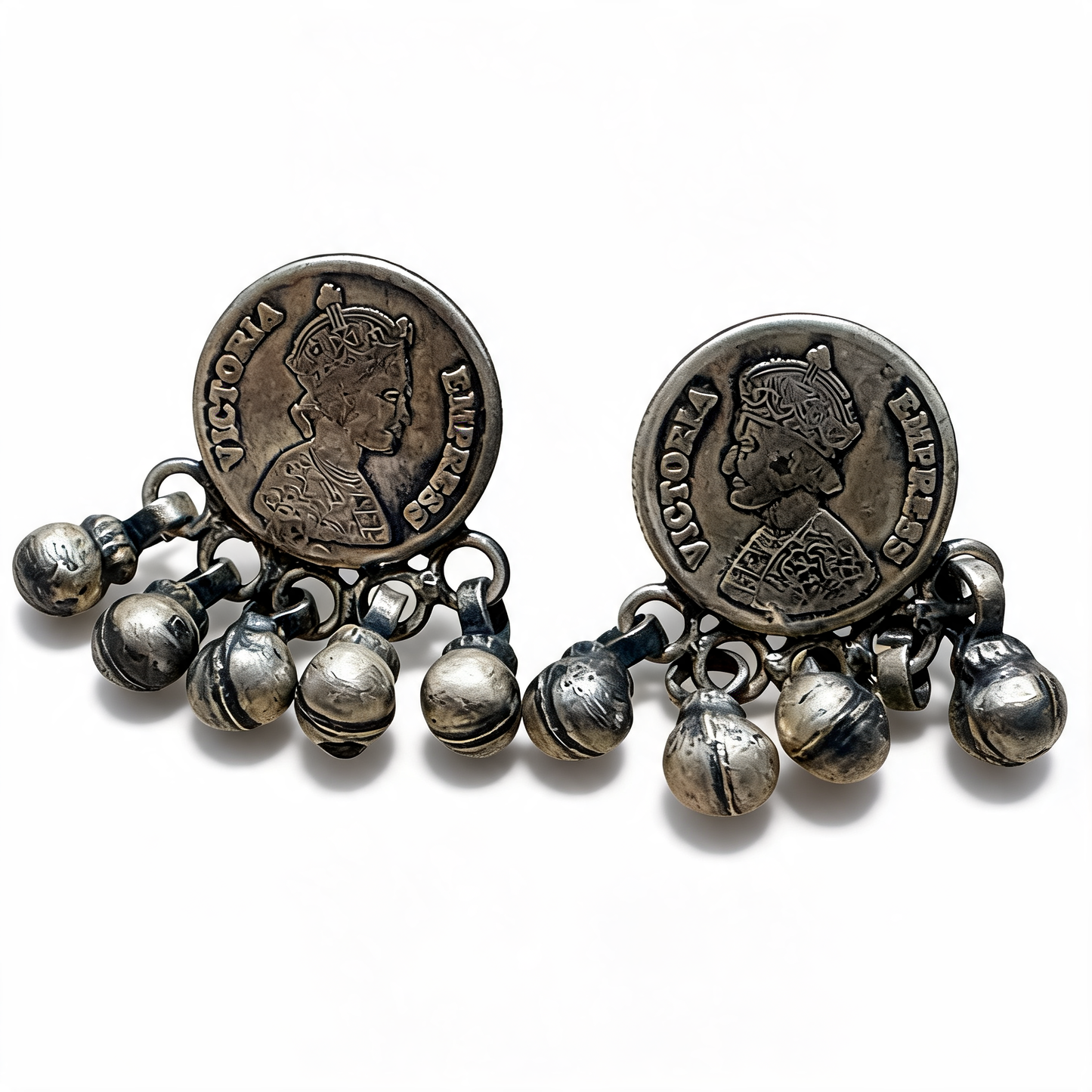 Ginni Coin Oxidised Silver Earrings