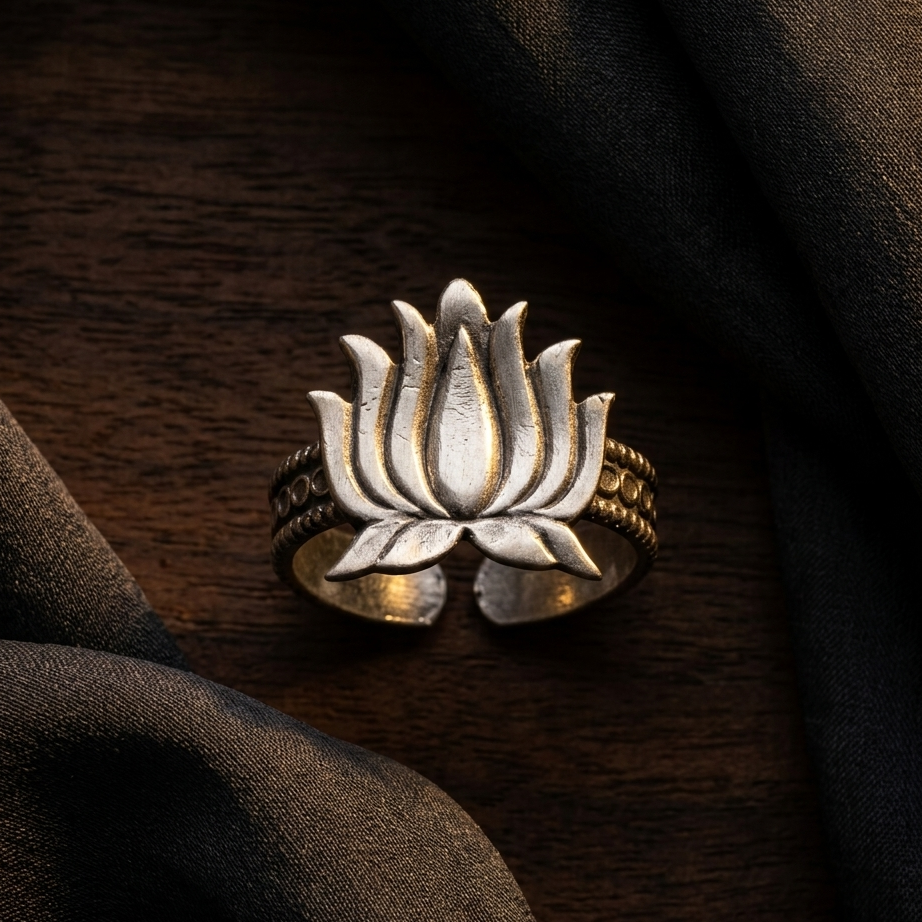 Aura Kamal Oxidised Silver Ring