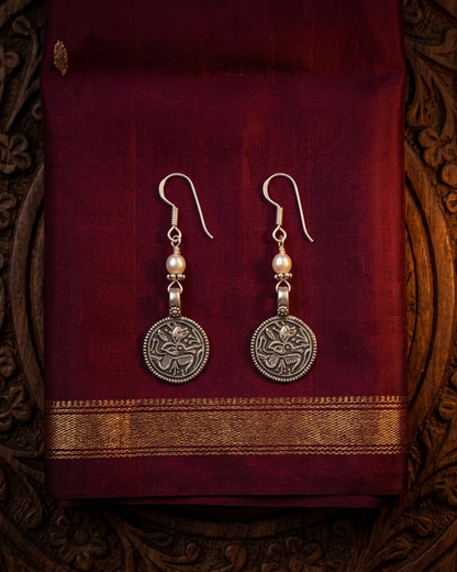 Tribal Oxidised Silver Drop Earrings