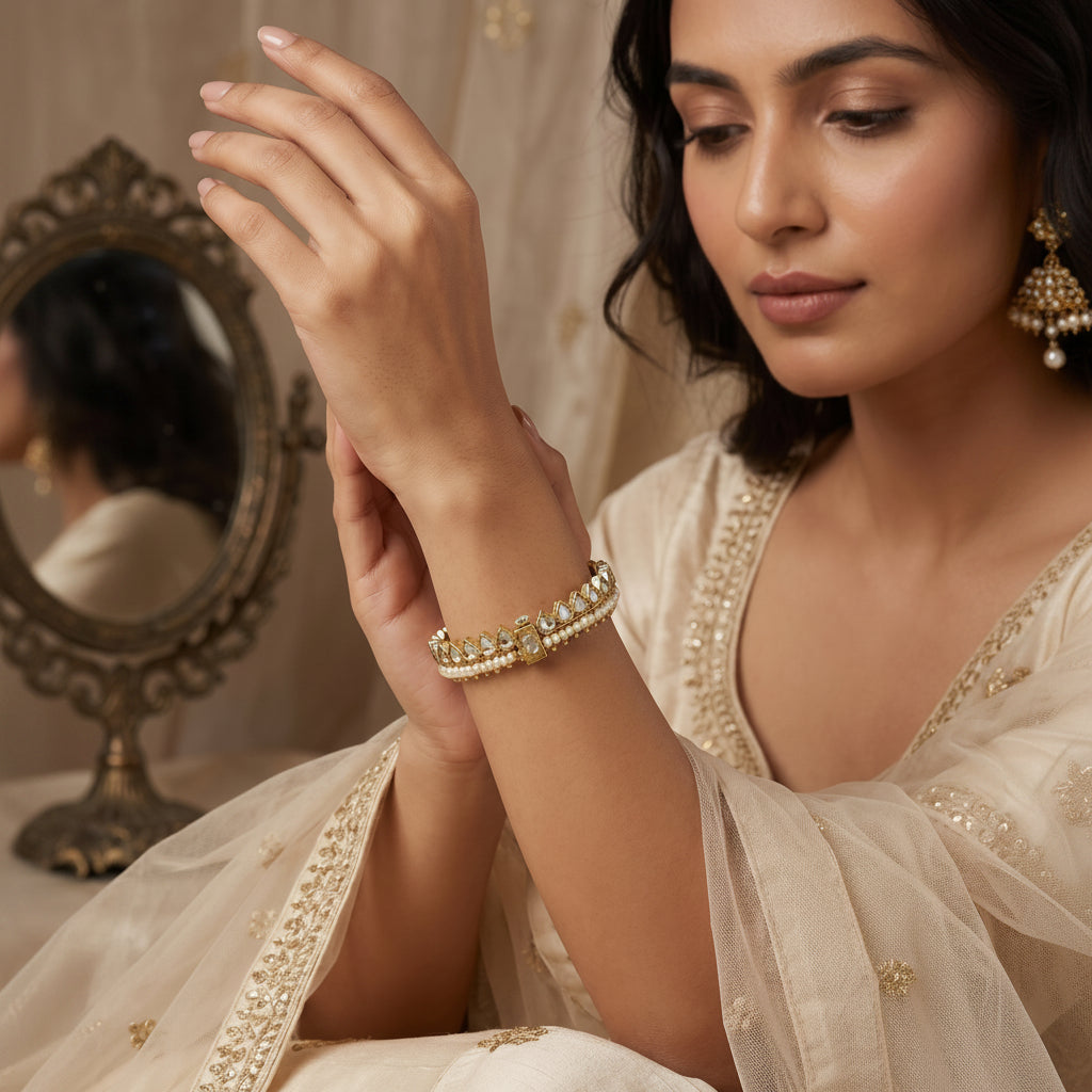 Heirloom Pearl Kundan Bangle Pair